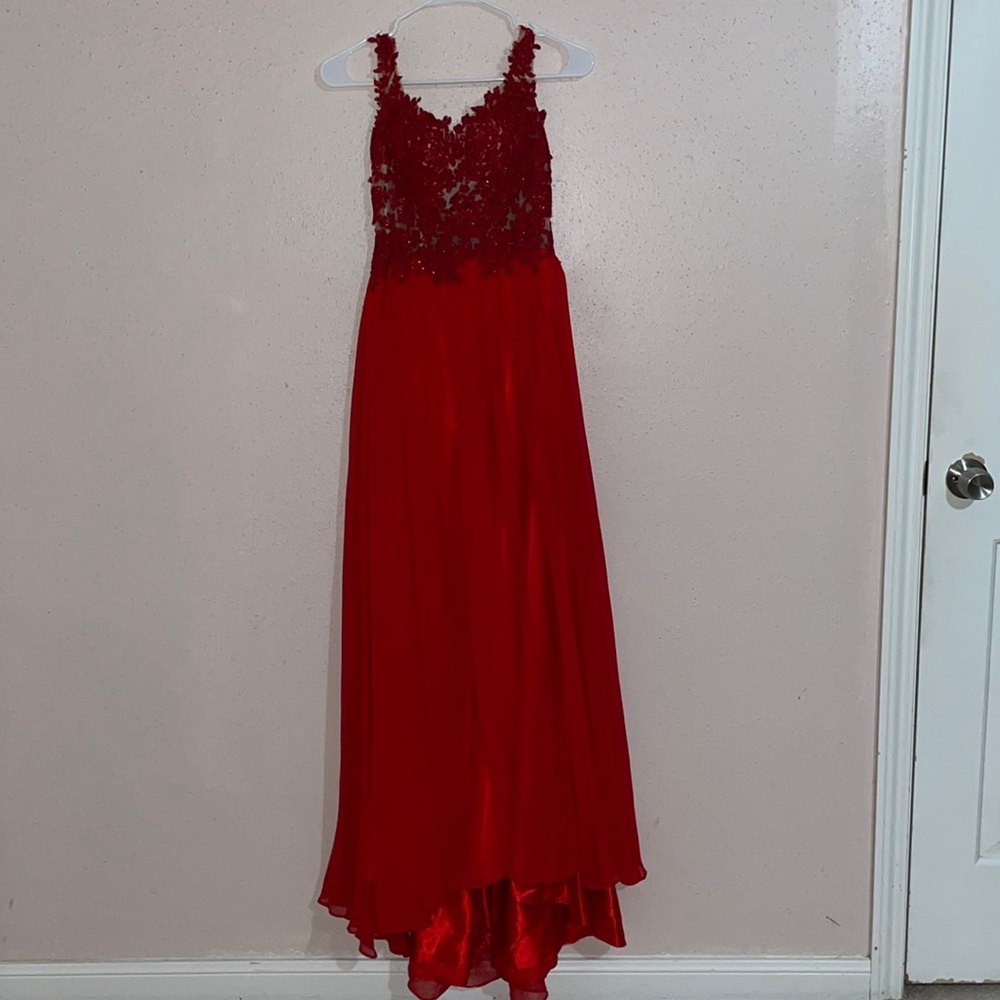 Red prom dress long